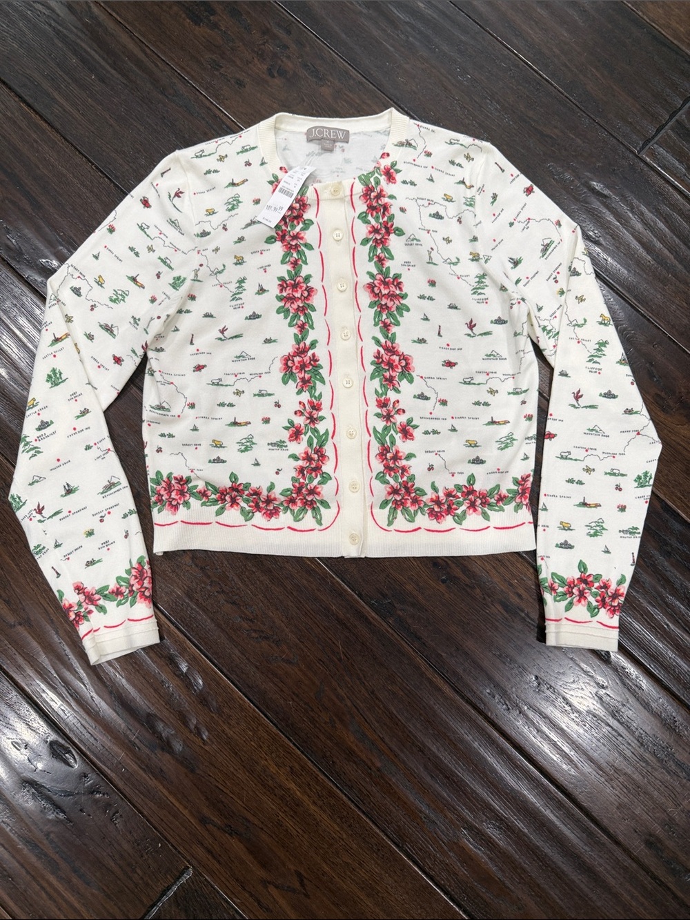 J. Crew Jackie Cardigan in map-print in premium ultra-fine cotton blend - Picture 4 of 8